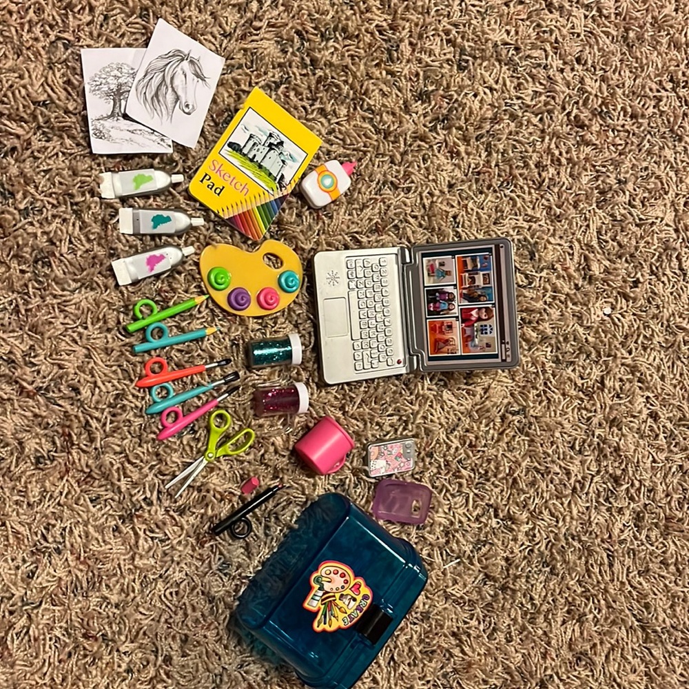 Arts and crafts set with laptop and phone